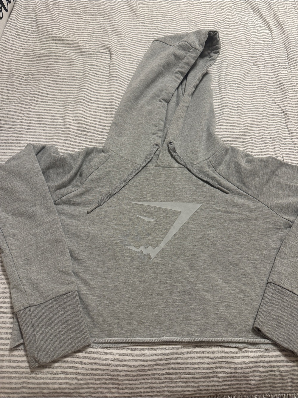 Gymshark Light Grey Logo Cropped Hoodie